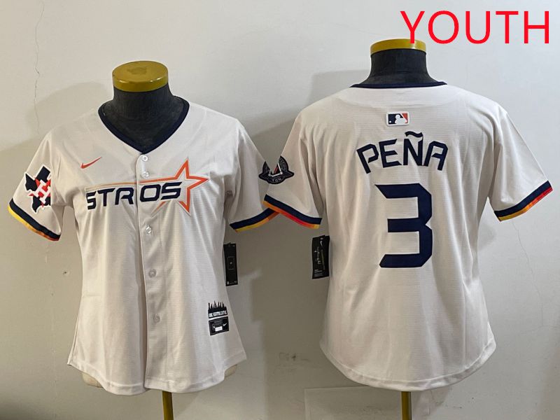 Youth Houston Astros #3 Pena Cream Three generations Joint Name 2025 Nike MLB Jersey style 14